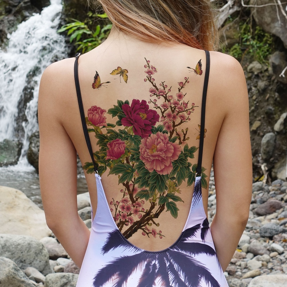 EXTRA LARGE floral temporary tattoo
